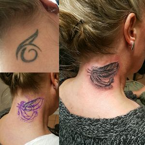 Cover up#tattoo #ink #coverup #neck #feathers