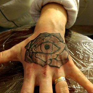 Eyed rose design that I did on a friend's hand