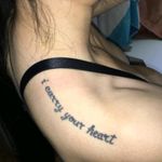 My 5th tattoo "i carry your heart" on my shoulder by Daniel from Nine Lives Tattoo Studio (my new tattooist) #letter #shoulder