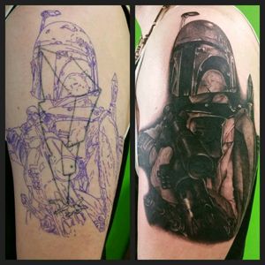 Boba cover up. Start of a halfsleeve.