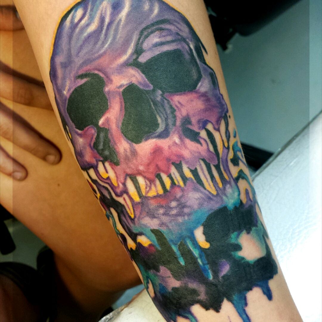 Melting armpit skull by Zena Ratcliffe Hive Tattoo Manchester England   rtattoos