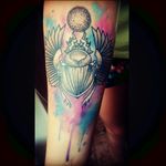 #Egypt #scarab #colourfulltattoo #Poland #insect #forearm #woman #watercolor