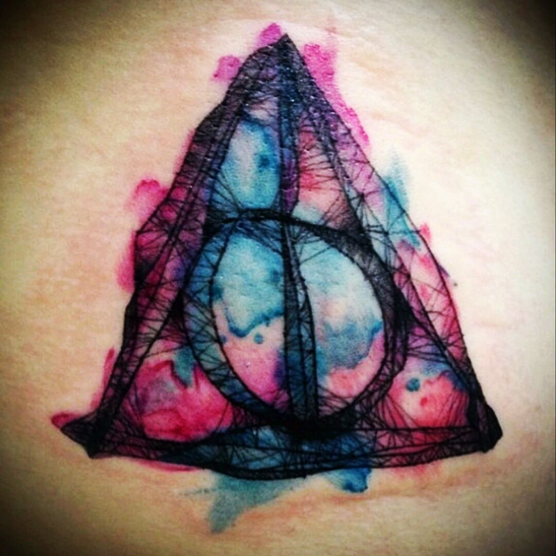 Deathly Hallows watercolor tattoos for  Stone Age Tattoos  Facebook