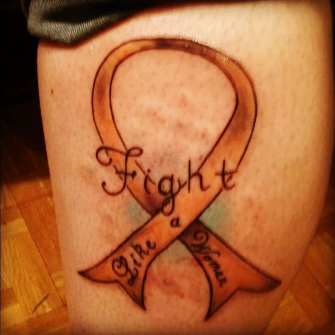 Pin by Wendy Machiela on Cute tats  Cancer tattoos Leukemia tattoo  Orange ribbon tattoo
