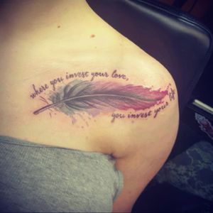Got this last year, as a matching tattoo with my mother, who is a tattoo fanatic! She's my inspiration for future tattoos. #watercolor #feather #love