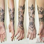Floral Tattoo for Leslie. It's a pleasure to help someone embrace his own beauty #sleeve #flowers #floral #rose #lillium #jazmine #sleeve #elegant #arm_tattoo #line #linetattoo #engraved #blackwork #mehandi