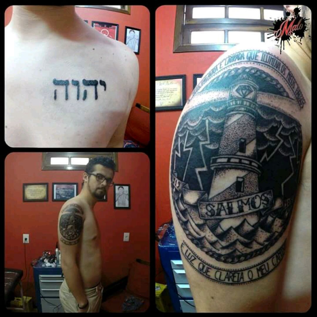 Tattoo uploaded by Walter Murilo Ziebarth • #psalm #biblequote #bible  #lighthouse #light #storm #yahweh #god • Tattoodo