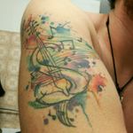 #watercolor #tattoo #musictattoo #violin #javiwolf #acuarela #amazing #notes#armtattoo