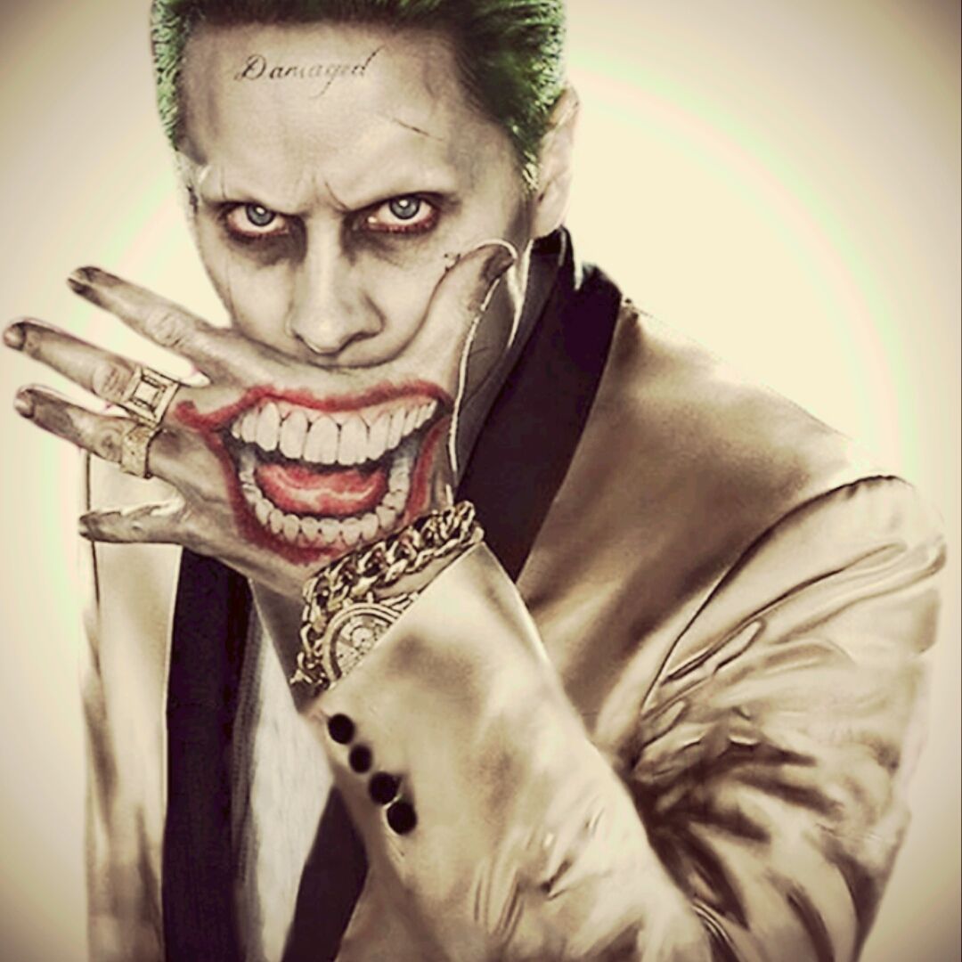 Tattoo uploaded by Chris Dreadfullrat • Joker smiled Jared Leto version  #jokertattoo #JokerSmile #SuicideSquad #handtattoo • Tattoodo