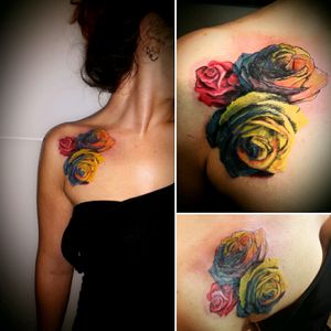 Roses Work in progress First session Full colour #nostoppassion #tattoo