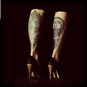 My legs. #legtattoos #polynesian #flowertattoodesign