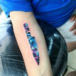 By #AdrianBascur #watercolor #knife #doubleexposure #watercolortattoo #space #galaxy