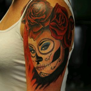 Love my last tattoo by Alex Dragos #dayofthedead #losmuertos #roses #woman