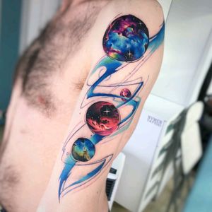 By #AdrianBascur #watercolor #space #galaxy #watercolortattoo #stars #planets
