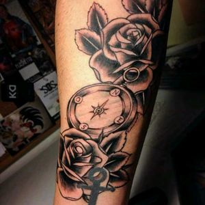Rose with compass #tattoo #tattoartist #tattooed #tattooroma