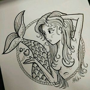 E a sereia pra fazer par. #sereia #mermaid #oldschool #oldschooltattoo #drawing2me #tattoo2me #tatowierung #t4ttoois #tatouage #tonoinsptattoos #tattoodo #tattoobrasil