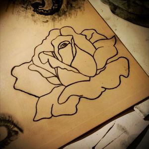 Hell yeah! Finally straight lines! Still learning. My first rose tattoo. #fakeskin #black #rose #prayforprogress