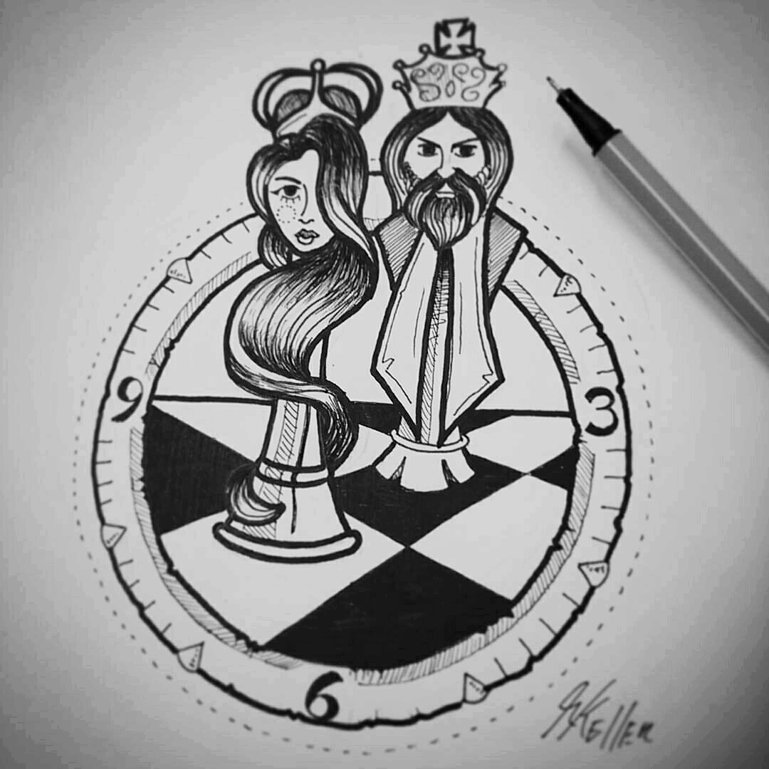 Tattoo uploaded by Ricardo Keller • Rainha e o Rei. #chess #queen #king # rainha #rei #xadrez #oldschool #drawing2me #drawing #dibujo #desenho #tattoo  #tattoo2me #tatowierung #t4ttoois #tatouage #tonoinsptattoos #tatuaje  #tattoobrasil #inspirationtatto