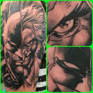 Amazing Batman & Joker tattoo by "Sausage" 👌#batman #joker #batmanandjoker #Sausage #comics #dccomics