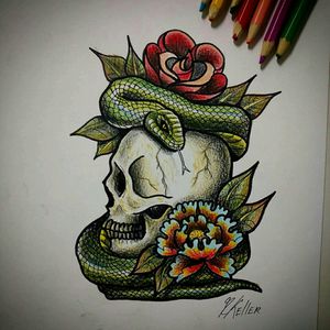 Inspirada numa arte do @osmartattoo. Valeu mestre!#snake #skull #flower #cranio #cobra #oldschool #drawing2me #drawing #dibujo #desenho #tattoo #tattoo2me #tatowierung #t4ttoois #tatouage #tonoinsptattoos #tatuaje #tattoobrasil #tattoodo #inspirationtatto #tattooed #tattooart #tattooflash #tattooist #inked #inkedup #inkedlife #inkedlifestyle #inkaddict #instagood