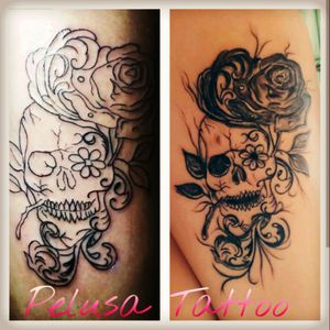 #Calavera #MexicanSkull #CalaveraMexicana #Flower #Rose #skull2016 #skulladdict #Flor #Rosa #2015 #Love #Tattoo #Leg