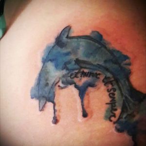 Dolphin - et nunc et sempre - always and forever - #dolphin #dolphintattoo #watercolor #mytattoo #myjourney #houseofpain #hop #houseofpaintattoo #houseofpainbandung #support81