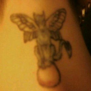 #Gargoyle w/ butterfly wings #firsttatoo **Best picture I could get. Needs touch-up (ya think? Lol)
