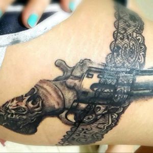 Gun and garter - Colt 45 Revolver -#tattoo #myjourney #gunandgarter #gun #skull #revoler #colt45 #houseofpain #hop #houseofpaintattoo #houseofpainbandung #support81