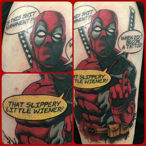 Hilarious #Deadpool by #Sausage #revolttattoo #marvel #fox #mutant #fuckingfunny
