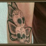 Muertos butterfly #tattoo #butterfly #blackandgrey #sugarskull #cheyennehawk #silverbackink #inkeezegreenglide #Criticalpowersupply #spiritstencil #killerinktattoosupplies