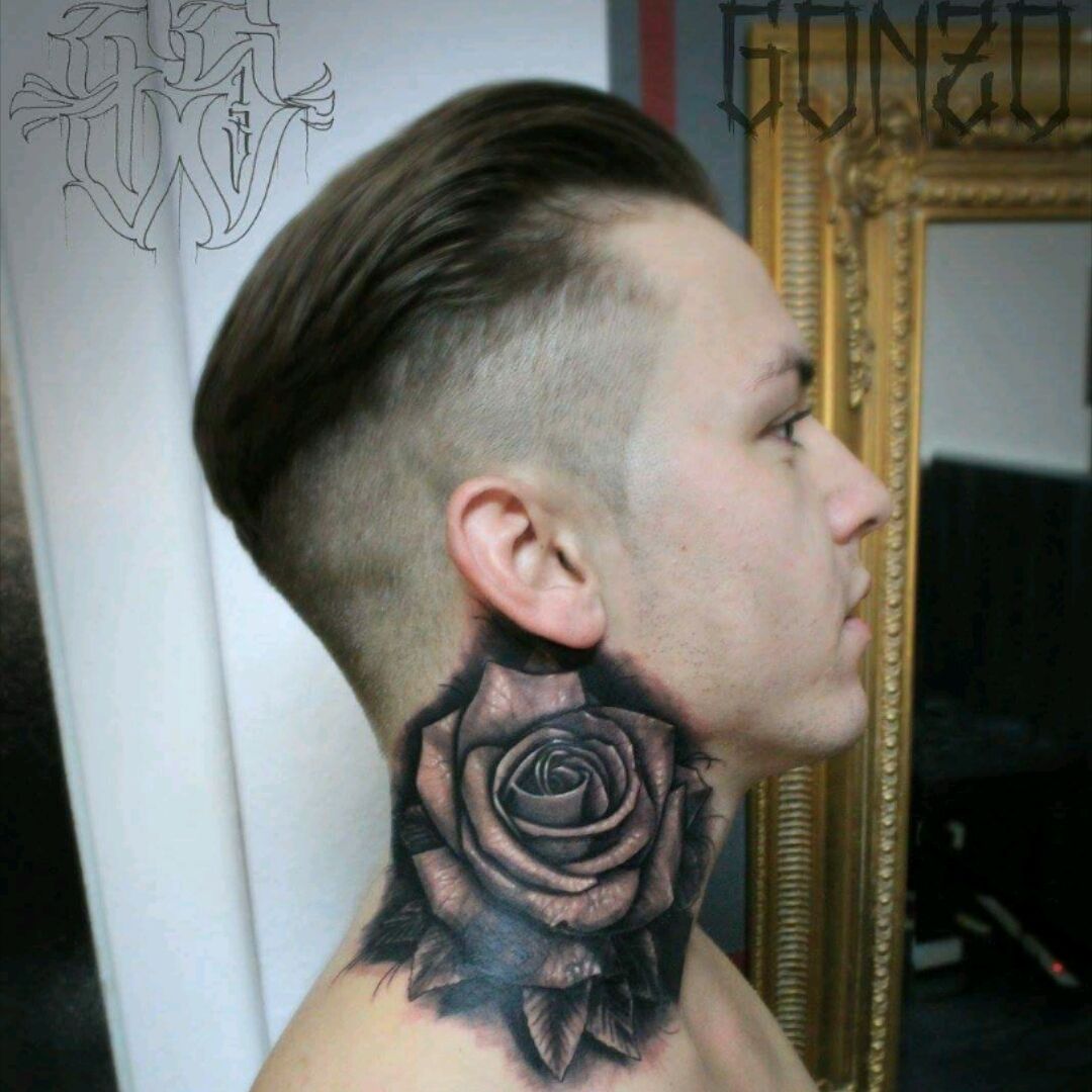 Mens Neck Cool 3D Tattoo necktattoosmen  Neck tattoo for guys Rose neck  tattoo Best neck tattoos