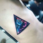 By #AdrianBascur #watercolor #space #galaxy #watercolortattoo #stars #planets #geometric #triangle