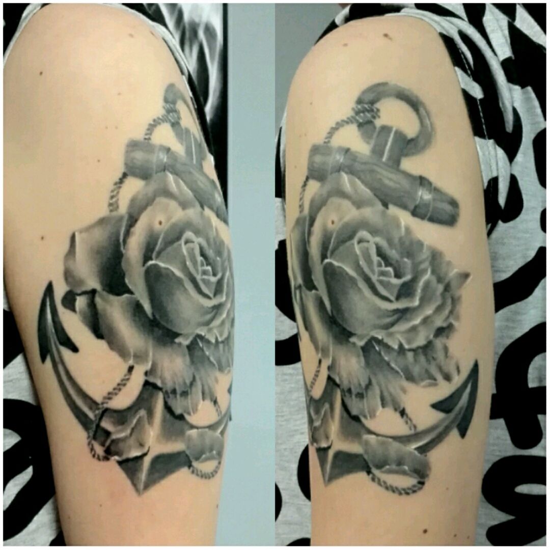 anchor with rose tattoo drawings