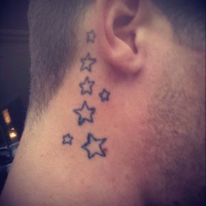 Stars my buddy did on my neck when he got released from prison homemade gun