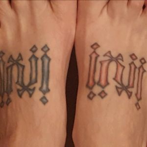 911 ambigram. Blue for my LEO's and Red for my FF's.