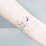 By #tattooistida #flower #pretty #floral #moon #stars