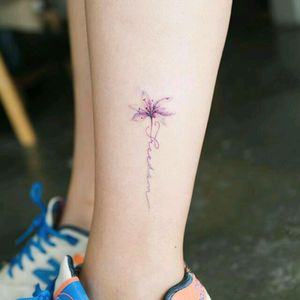 #watercolor #tattoo #flower #cute #beautiful #lettering #leg #romantic