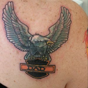 Harley Davidson tribute for my Dad, not yet complete as is also a cover up and will need to go over some of it again