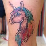 Unicorn made by @johnneedle #unicorn #unicornio #aquarela #watercolor #colorful #colorida #JohnNeedle #tatuadoresdobrasil
