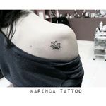 Minimal Lotus instagram: @karincatattoo #lotus #lotustattoo #smalltattoo #minimaltattoo #backtattoo #womantattoo #girltattoo
