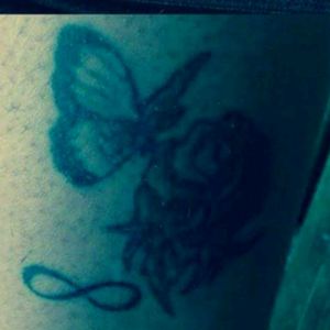 My first tattoo when I turned 18 was the rose and butterfly! I later have added to my ankle the infinity symbol that my best friend also got on her shoulder