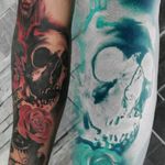 Skull and inverted pictur #trashpolka #sleeve #skull