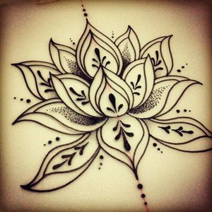 Beautiful lotus flower blackwork