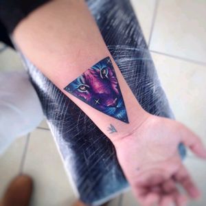 By #AdrianBascur #tiger #watercolor #space #galaxy #watercolortattoo #stars #triangle