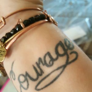 Courage is the first of three significant NA related tattoos.  I have courage, wisdom, serenity tattooed on me.  I am 9 years clean from a nearly life long drug and alcohol addiction.