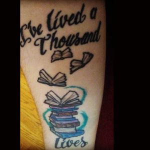 Book tattoo!!! This was my first big peice. Done by Boyd Reid, Knoxville TN.
