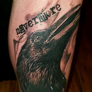 Tribute to E A Poe by Sebastian Ursache #raven #poe #black #realism #bird #5hours #vividink