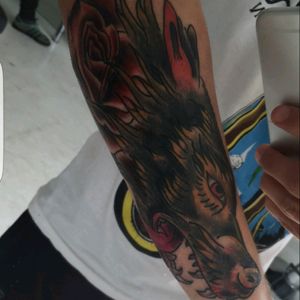 Wolf tattoo #wolf #colour #nativeamarican