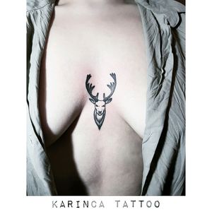 Deer on sternuminstagram: @karincatattoo #deer #sternum #tattoo #girl #tattedgirl #tattooedgirl #tattooedwoman #underbreast #tattooideas #minimal #small