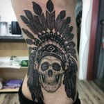 Native American skull. (ig - aureligalindo) #tattoo #blacandgrey #blacandgreytattoo #skull #caveira #tatuagemsombreada #tatuagemsalvador #bahia